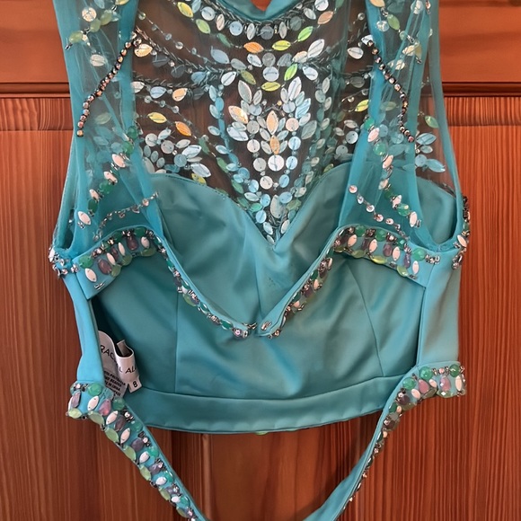Rachel Allan Turquoise Embellished Prom Dress - Picture 3 of 5